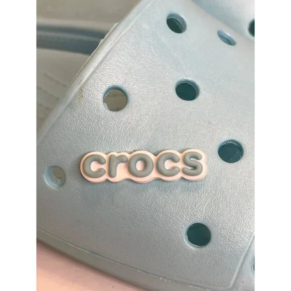 Crocs Classic Comfort Sandals Slip-On Flat Slide Blue Water Beach Shoe Size 10 - Picture 14 of 14
